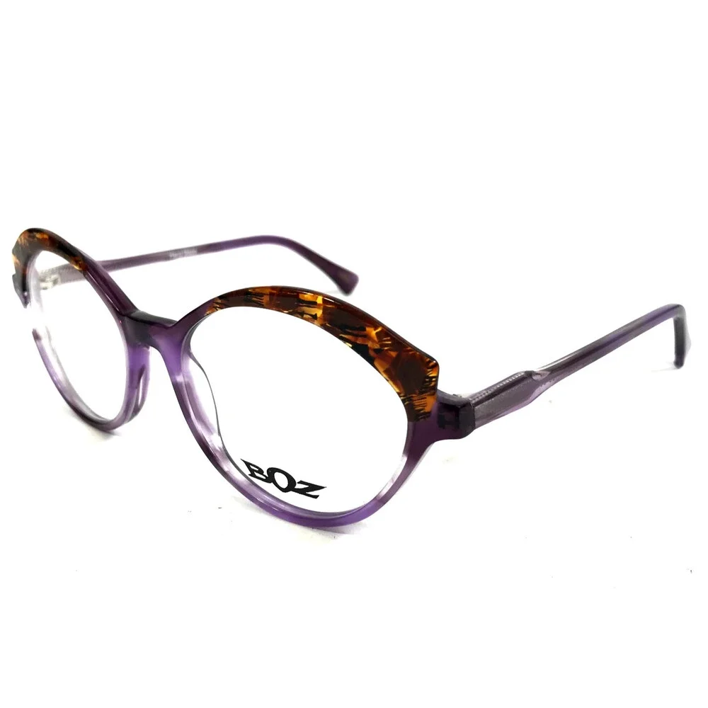 BOZ Eyeglasses Frames ILDA 7092 Purple Brown Amber Cat Eye 53-17-135